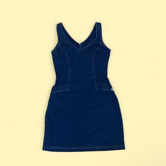 Vintage Guess Dark Blue Denim Mini Dress - Picture 1 of 3
